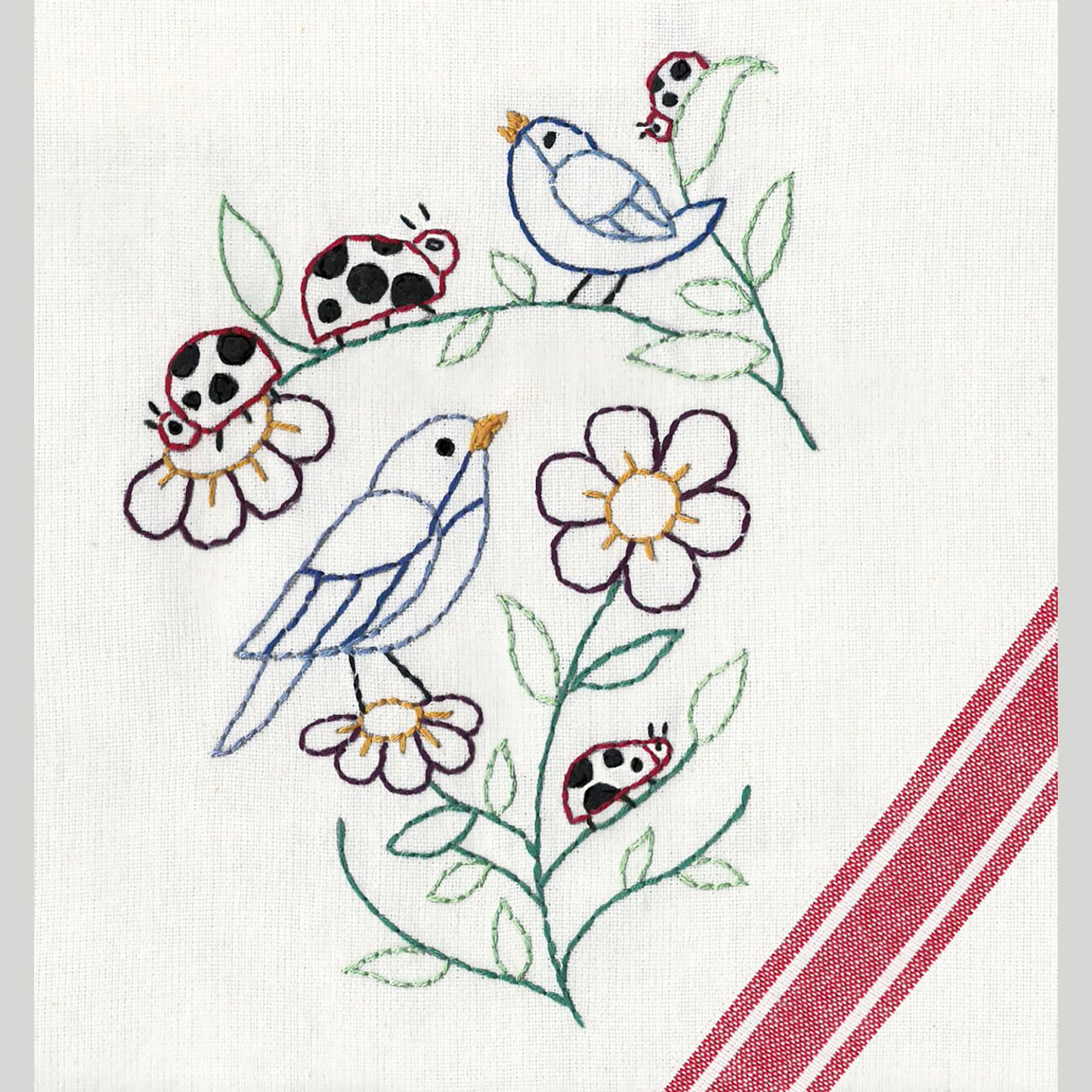 Aunt Martha's Lovely Ladybugs Iron-On Embroidery Pattern Alternative View #2