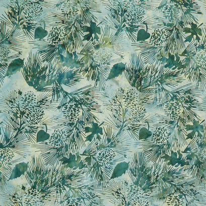 Maple Island Batiks - Pine Leaves Green Yardage