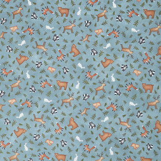 The Mountains are Calling - Animal Toss Teal Flannel Yardage