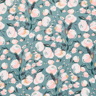 Art Gallery Rayon - Fusion Sparkler Everlasting Blooms Spruce Yardage
