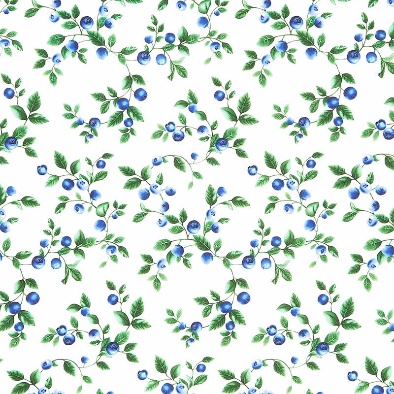 Blueberry Delight - Blueberries Branch White Yardage Primary Image