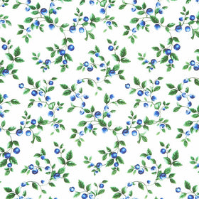 Blueberry Delight - Blueberries Branch White Yardage Primary Image