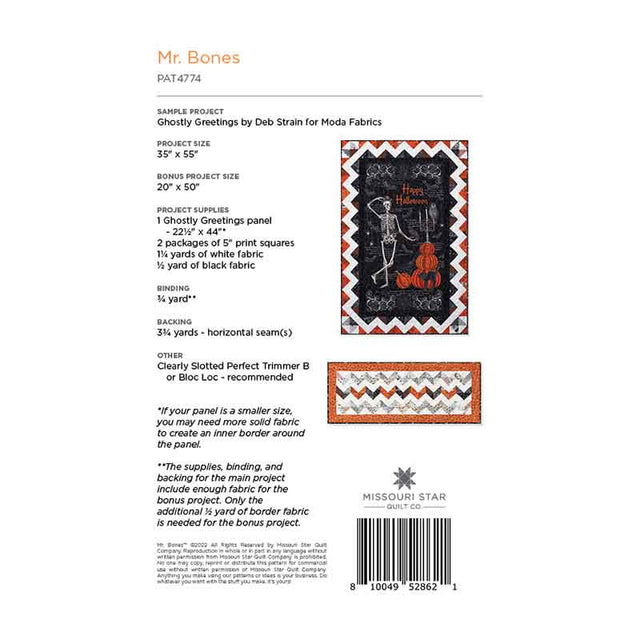Mr. Bones Quilt Pattern by Missouri Star