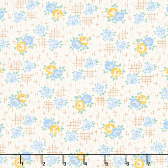 Aunt Grace Calicos - Roses Blue Yardage