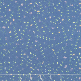 Blooming Tossed Vines - Blue Navy Yardage