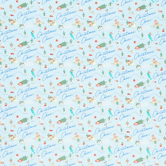 Character Winter Holiday Collection III - Elf Christmas Cheer Light Blue Yardage