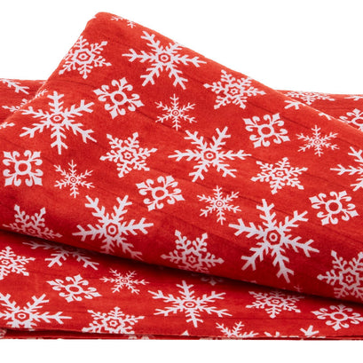 Snow Place Like Home Flannel - Tossed Snowflakes Red 2 Yard Cut
