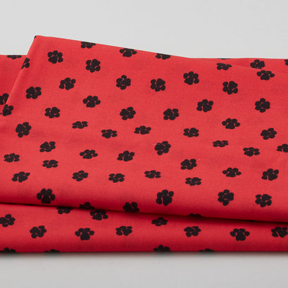 Paw Print Red 2 Yard Cut