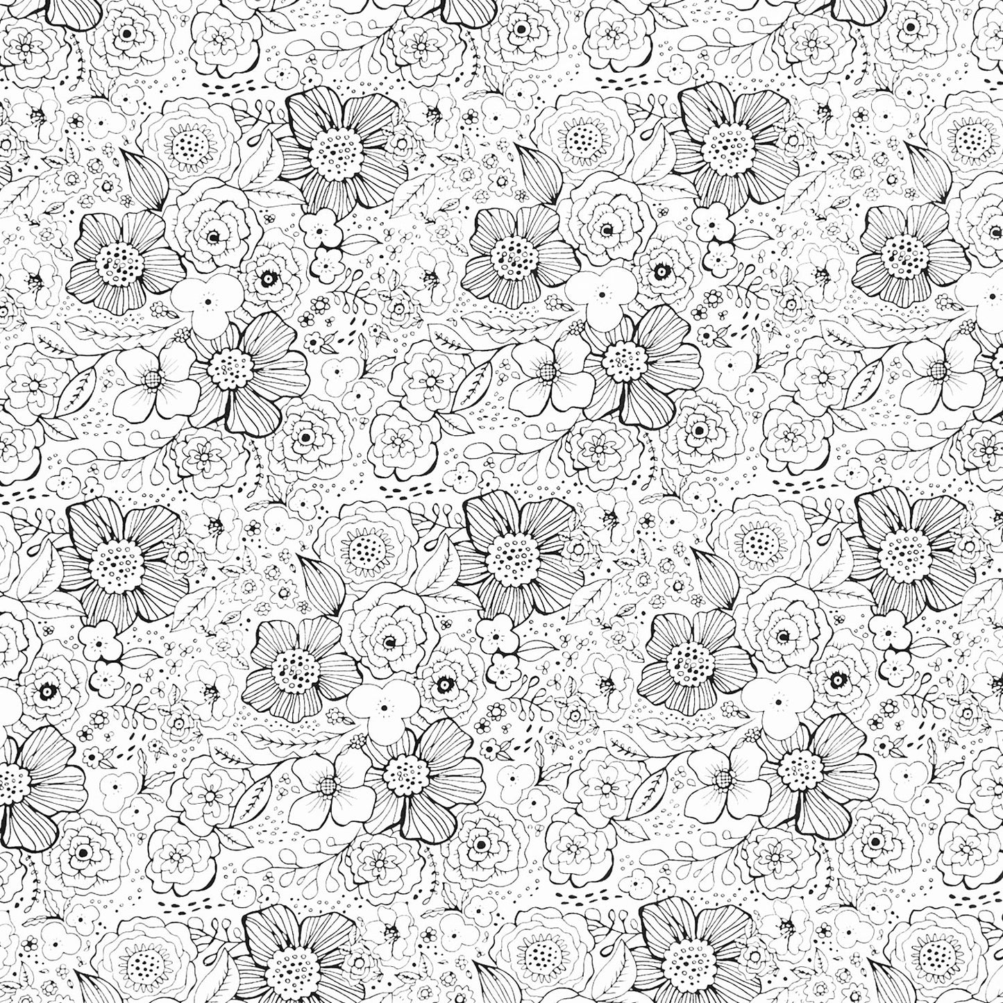 Night & Day - Packed Floral White Yardage Primary Image