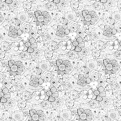 Night & Day - Packed Floral White Yardage