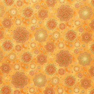 Jeweled Leaves - Medallions Amber Metallic Yardage