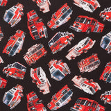 Novelty - Tossed Fire Engine Black Yardage Primary Image