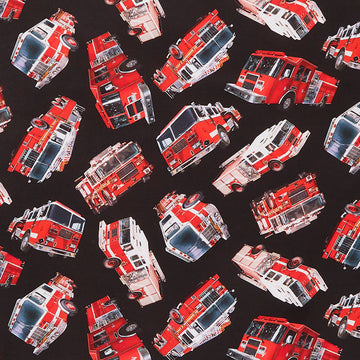 Novelty - Tossed Fire Engine Black Yardage Primary Image