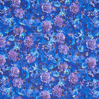 Hand Picked - Forget Me Not Deep Sea Dark Blue Yardage