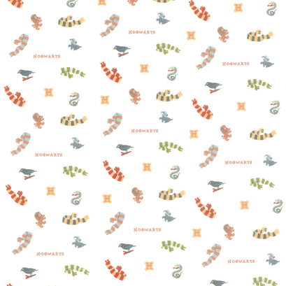 Wizarding World - House Scarves White Yardage