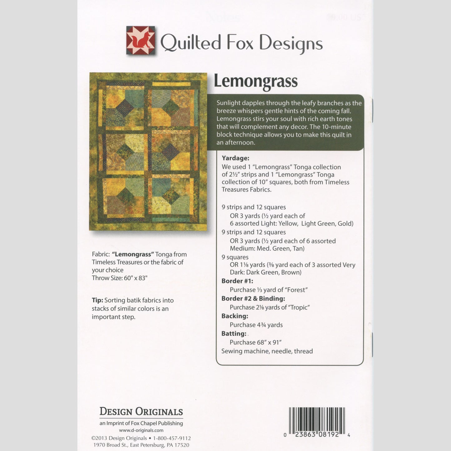 Lemongrass Quilt Pattern Alternative View #1
