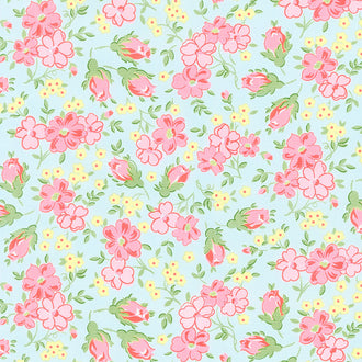 Sugar and Spice - Floral Aqua Yardage