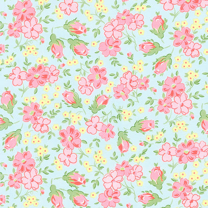 Sugar and Spice - Floral Aqua Yardage