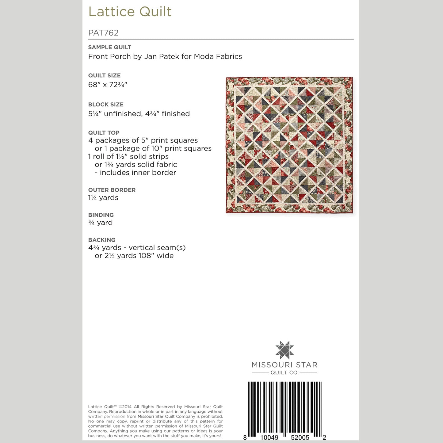 Digital Download - Lattice Quilt Pattern by Missouri Star Alternative View #1