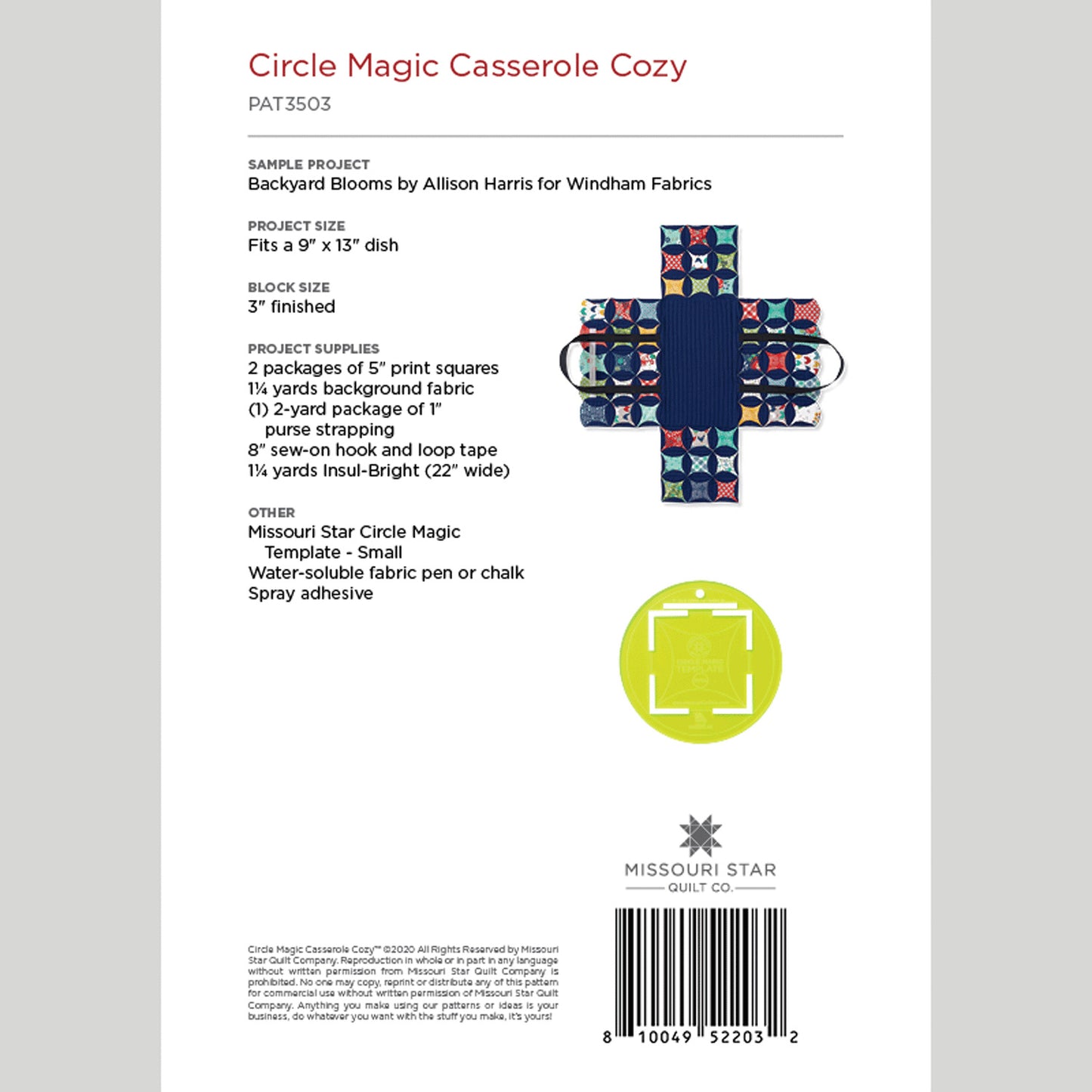 Digital Download - Circle Magic Casserole Cozy Pattern by Missouri Star Alternative View #1