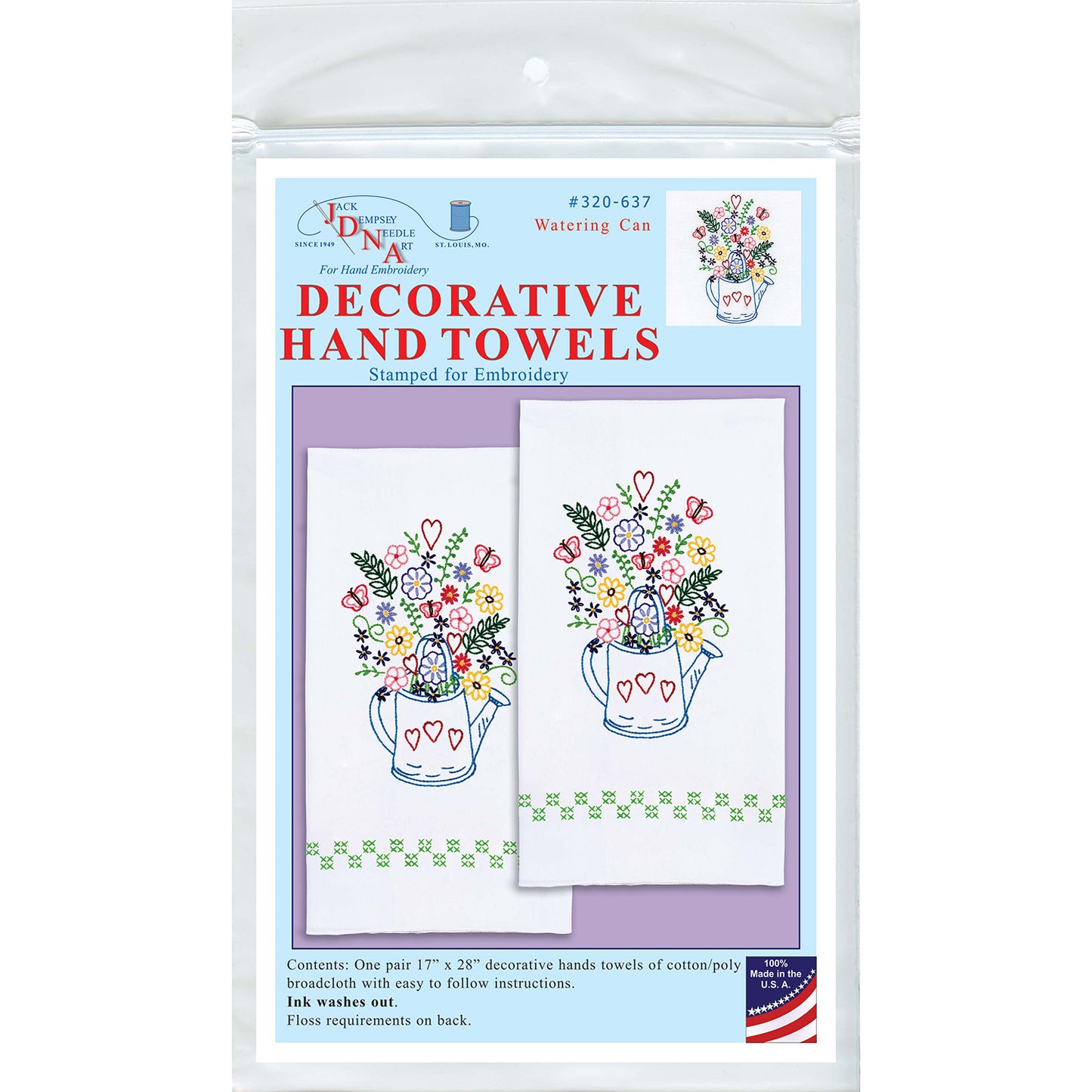 Watering Can Embroidery Hand Towel Set Alternative View #2
