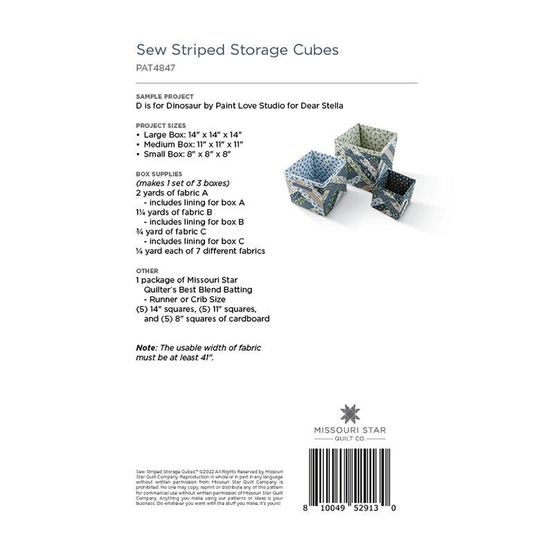 Sew Striped Storage Cubes Pattern by Missouri Star Alternative View #1