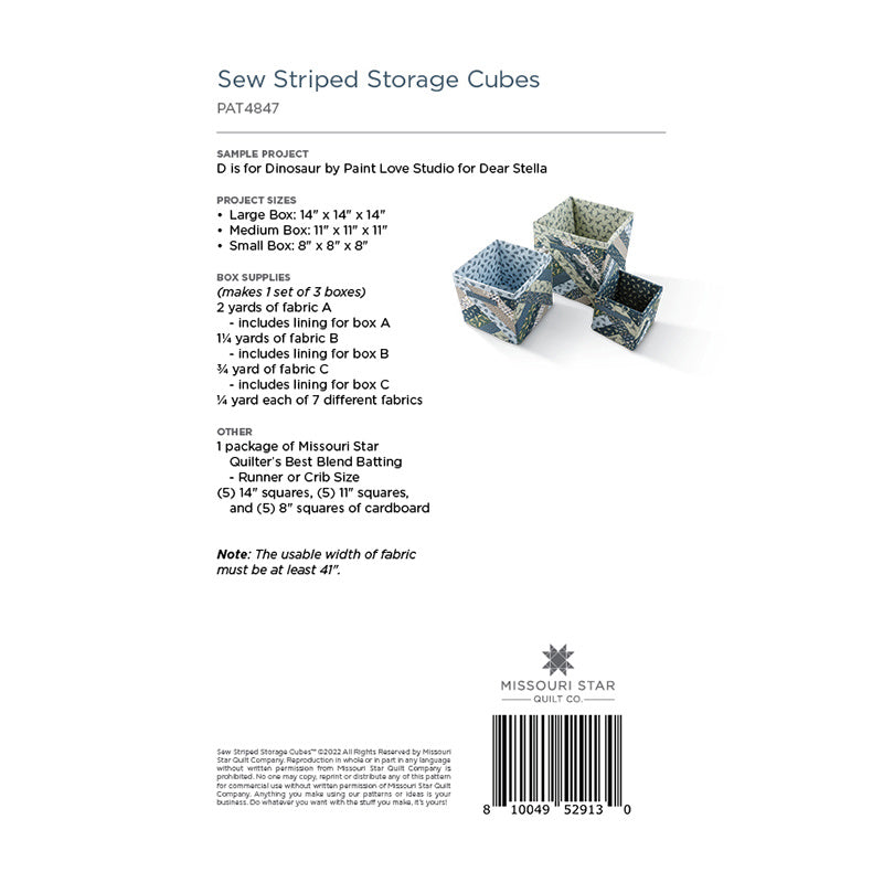 Sew Striped Storage Cubes Pattern by Missouri Star