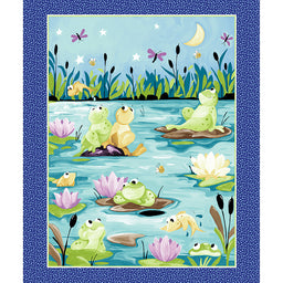 Paul's Pond - Frog Quilt Navy Panel Primary Image