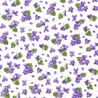 Viola - Violets Vintage White Yardage
