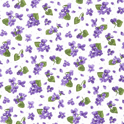 Viola - Violets Vintage White Yardage
