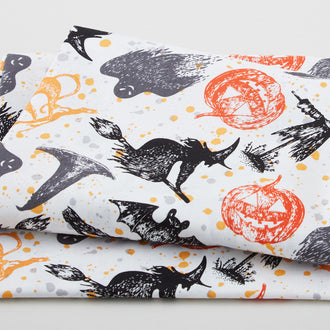 Spooky Night Allover - White 2 Yard Cut