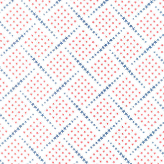 Stars and Stripes - Star Blocks on White Yardage