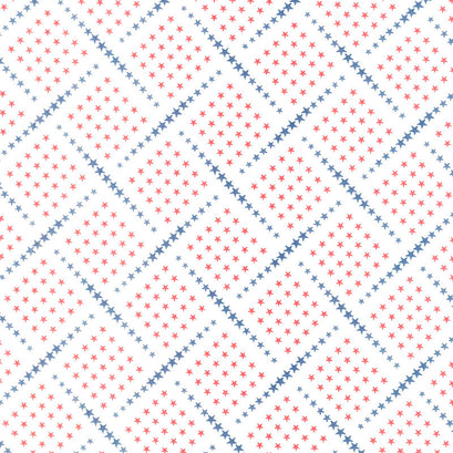 Stars and Stripes - Star Blocks on White Yardage