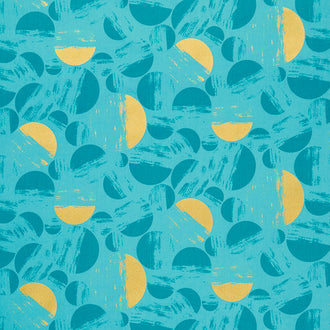 Brushy - Circles Turquoise Metallic Yardage