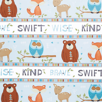 Winsome Critters - Forest Animals Repeating Stripe Multi Yardage