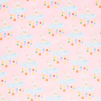 Comfy Flannel® - Bunny On Cloud With Stars Pink Yardage