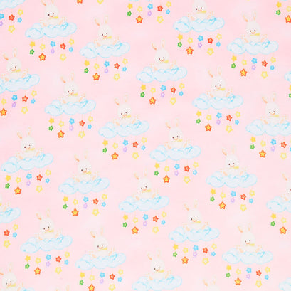 Comfy Flannel® - Bunny On Cloud With Stars Pink Yardage