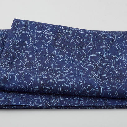 Fanciful Sea Life - Deep Sea Stars Navy 2 Yard Cut