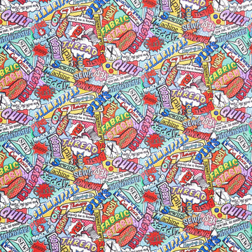 Sew Strong - Sewing & Quilting Words Comic Multi Yardage Primary Image