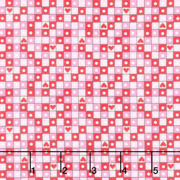 Love Me Do - Heart Grid Pink Yardage Primary Image