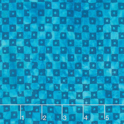 Winter Wonder Batiks - Checkered Dots Tropical Blue Yardage