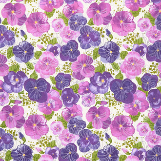 Pansy's Posies - Main Pansy Cream Yardage