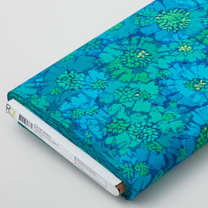 Color Wheel - Teal Flowers 10 Yard Bolt