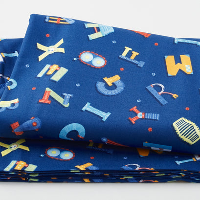 Alpha-Bots - Alphabet Toss Navy 3 Yard Cut