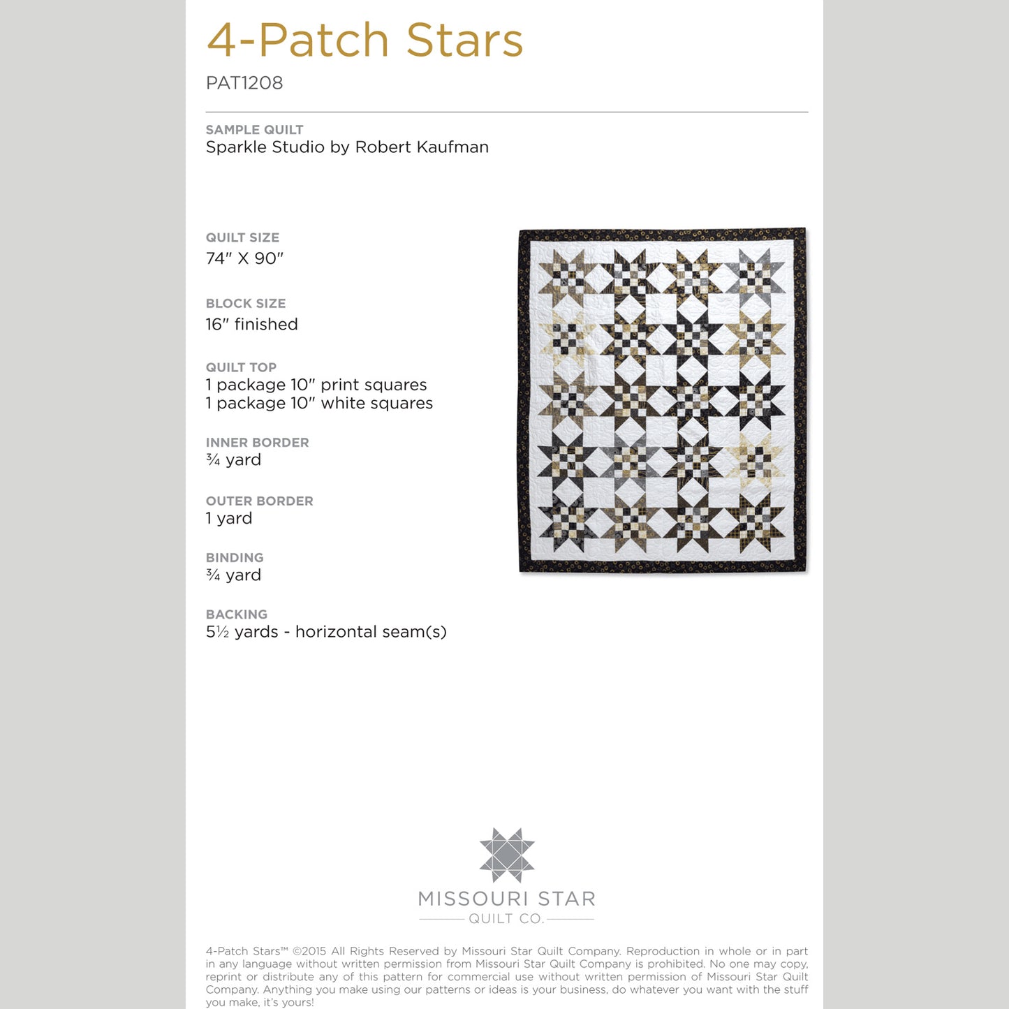 Digital Download - 4 Patch Stars Quilt Pattern by Missouri Star Alternative View #1