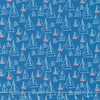 Red White and Bang - Sailboats Navy Yardage
