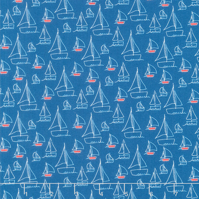 Red White and Bang - Sailboats Navy Yardage