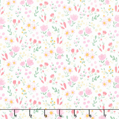 Easter Egg Hunt - Floral White Yardage