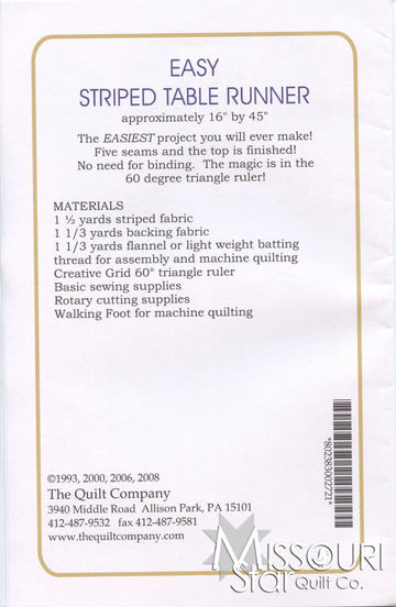 Easy Striped Table Runner Pattern