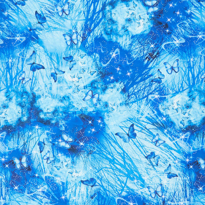 Cosmic Butterfly - Bright Night Butterflies Turquoise Yardage